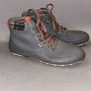 Keds women’s gray and brown High-Top boots size 8 plaid winter cozy